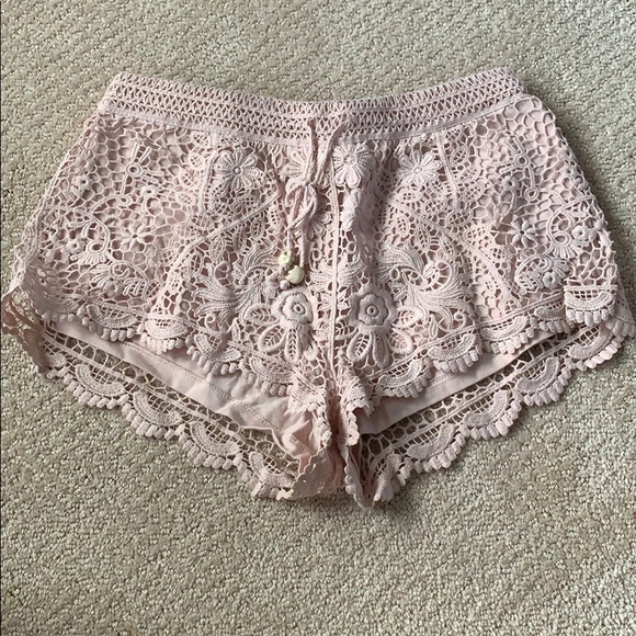 H&M Pants - H&M baby pink lace shorts H&M Pants - H&M baby pink lace shorts